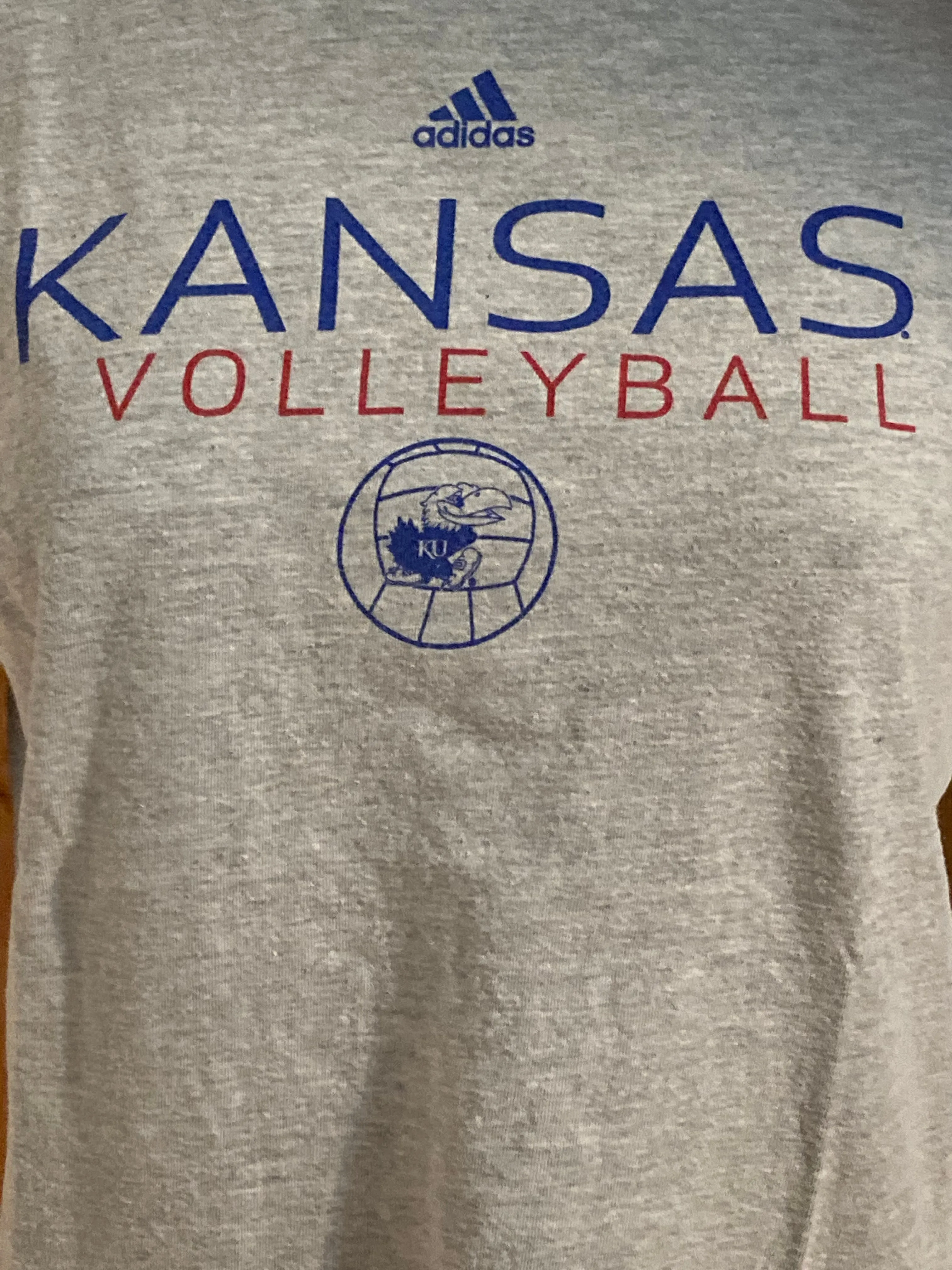 ADIDAS "KANSAS VOLLEYBALL" Graphic Print Adult M Medium MD Gray 2011 T-Shirt Tee Shirt